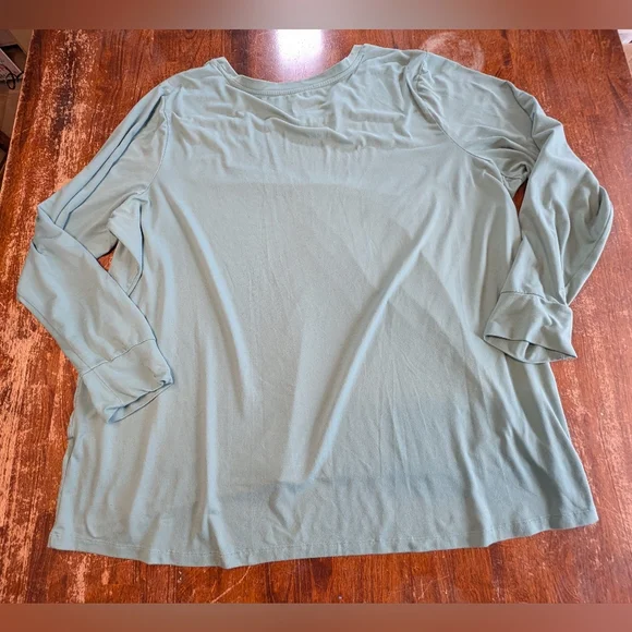 AnyBody Plus Size Shirt Sage Green Soft Long Sleeve Casual Fitness Top 2X Used - Picture 5 of 8